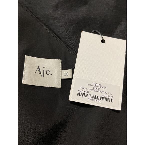 Aje 'Camille' Black Linen Mini Dress Size 10 - NWT - Picture 4 of 6